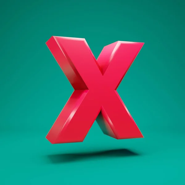 Pink 3d letter X uppercase on mint background — ストック写真
