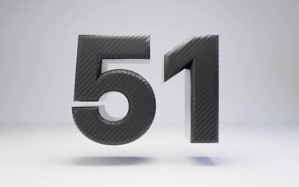 Zwarte koolstofvezel nummer 51 geïsoleerd op wit. — Stockfoto