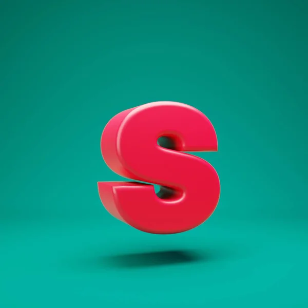 Pink 3d letter S lowercase on mint background — ストック写真