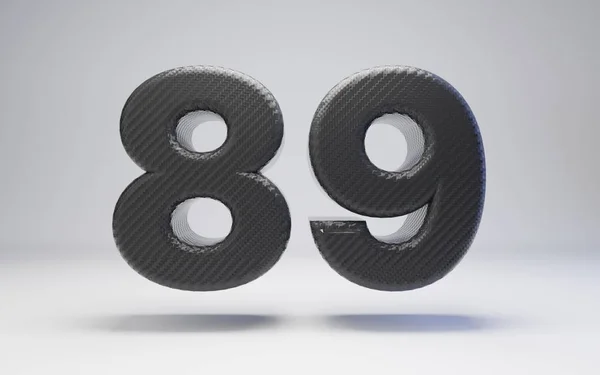 Fibra di carbonio nero numero 89 isolato su bianco . — Foto Stock