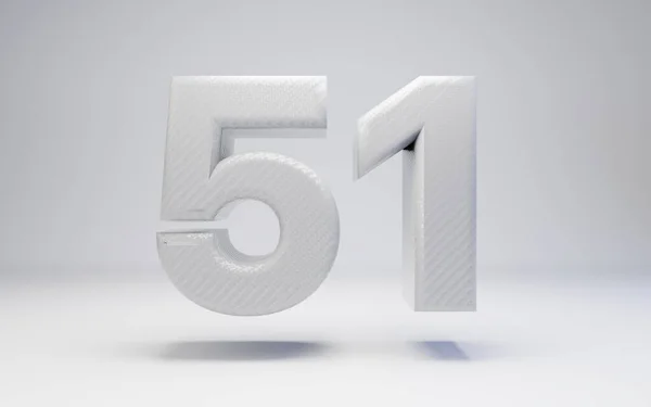 Witte koolstofvezel nummer 51 geïsoleerd op wit. — Stockfoto