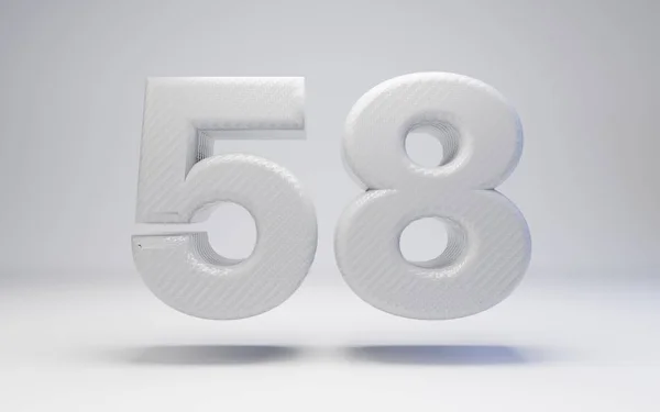 Bílá uhlíková vlákna číslo 58 izolovaná na bílém. — Stock fotografie