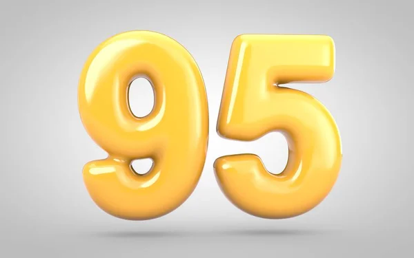 Gelber Kaugummi Nummer 95 isoliert auf weißem Hintergrund. — Stockfoto