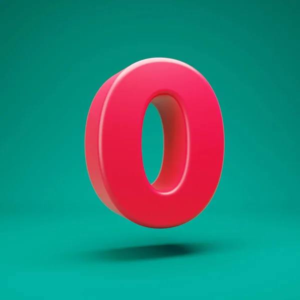 Pink 3d number 0 on mint background — 图库照片