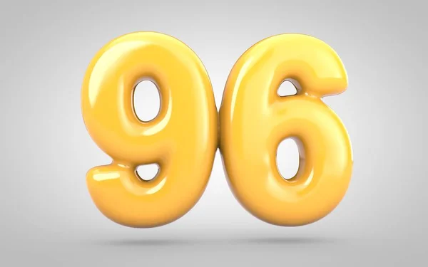 Gelben Kaugummi Nummer 96 isoliert auf weißem Hintergrund. — Stockfoto