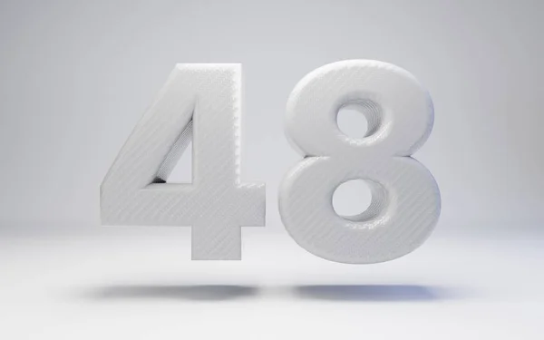 Bílá uhlíková vlákna číslo 48 izolovaná na bílém. — Stock fotografie
