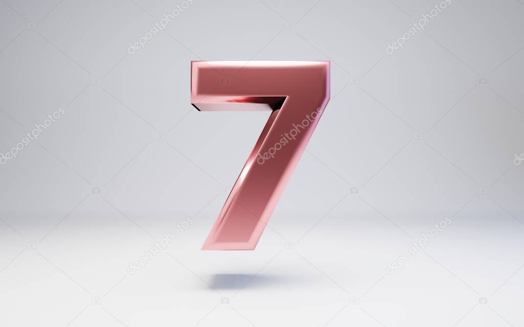 Rose Gold number 7 isolated on white background