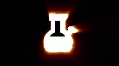Shiny fire bong icon fly in center flickers with rgb spectrum colors.