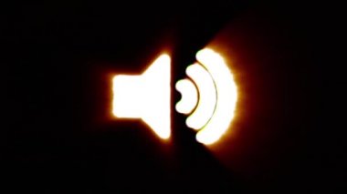 Shiny fire volume icon fly in center flickers with rgb spectrum colors.