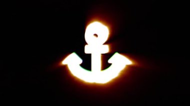 Shiny fire anchor icon fly in center flickers with rgb spectrum colors.