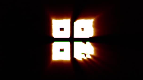 Błyszczący ogień Qr kod ikona latać w centrum migotanie z kolorów spektrum ralnego rgb. — Wideo stockowe