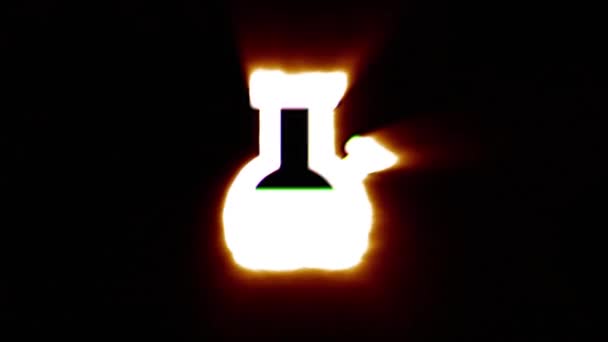 Brillant feu icône bong voler dans clignotants centraux avec des couleurs du spectre rgb . — Video