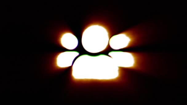 Shiny fire users icon fly in center flickers with rgb spectrum colors. — ストック動画