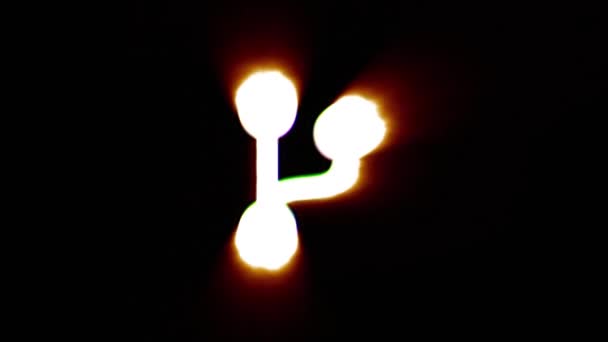 Shiny fire code branch icon fly in center flickers with rgb spectrum colors. — ストック動画