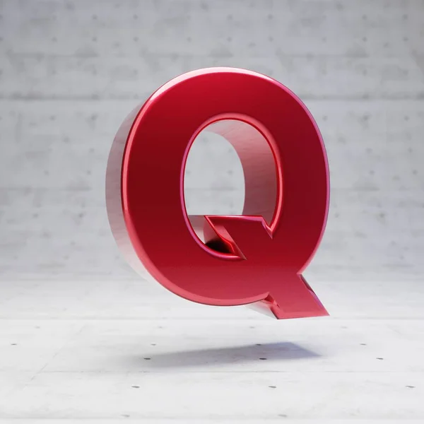 Red capital letter Q. Metallic red color character isolated on concrete background. — 图库照片