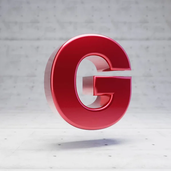 Red capital letter G. Metallic red color character isolated on concrete background. — Φωτογραφία Αρχείου