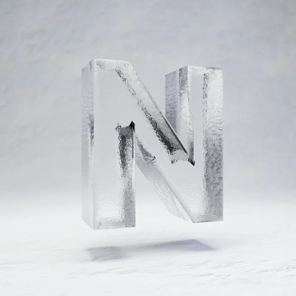 Ice letter N uppercase on snow background.