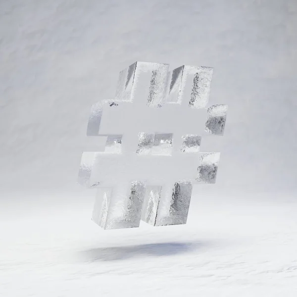 Hashtag de glace symbole sur fond de neige . — Photo