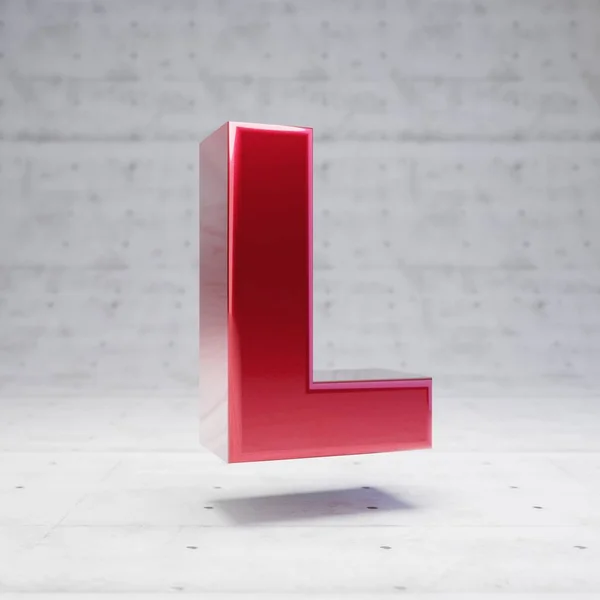 Red capital letter L. Metallic red color character isolated on concrete background. — 스톡 사진