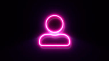 Siyah arkaplanda pembe neon insan sembolü.