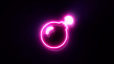 Siyah arkaplanda pembe neon bomba sembolü.