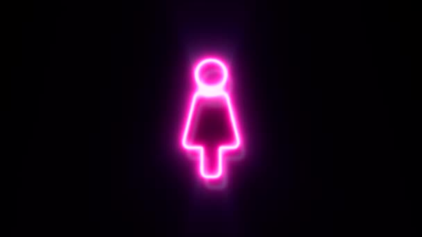 Animerad Rosa Neon Person Symbol Svart Bakgrund — Stockvideo