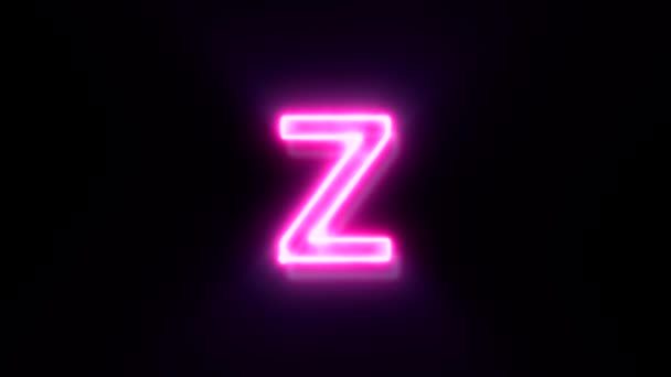 Pink Neon Font Letter Kleine Letters Geanimeerde Alfabet Symbool Zwarte — Stockvideo