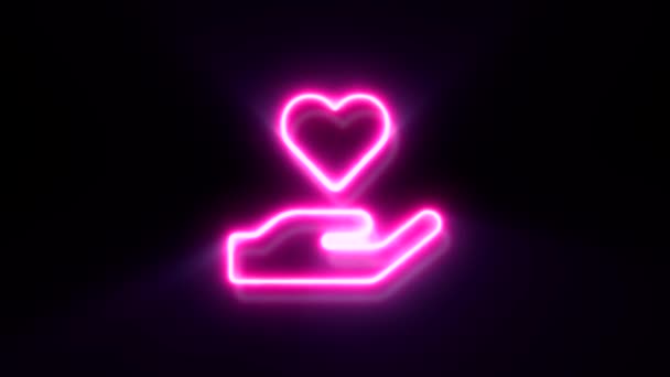 Animated Pink Donation Charity Symbol Black Background — Stock Video