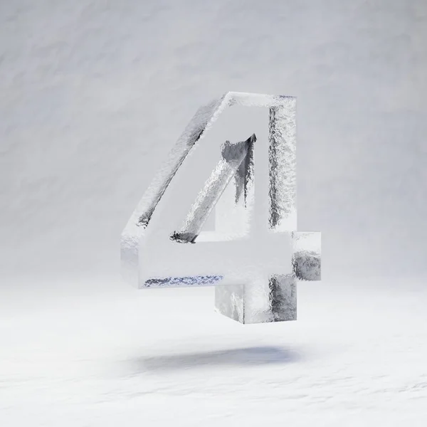 Ghiaccio numero 4 su fondo neve . — Foto Stock