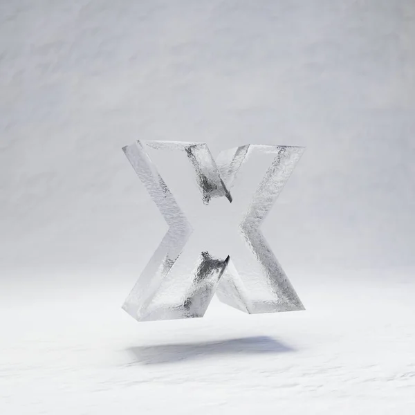 Ice letter X kleine letters op sneeuw achtergrond. — Stockfoto