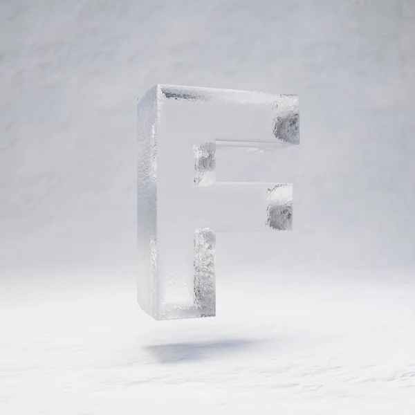 Ледяная буква F на фоне снега . — стоковое фото