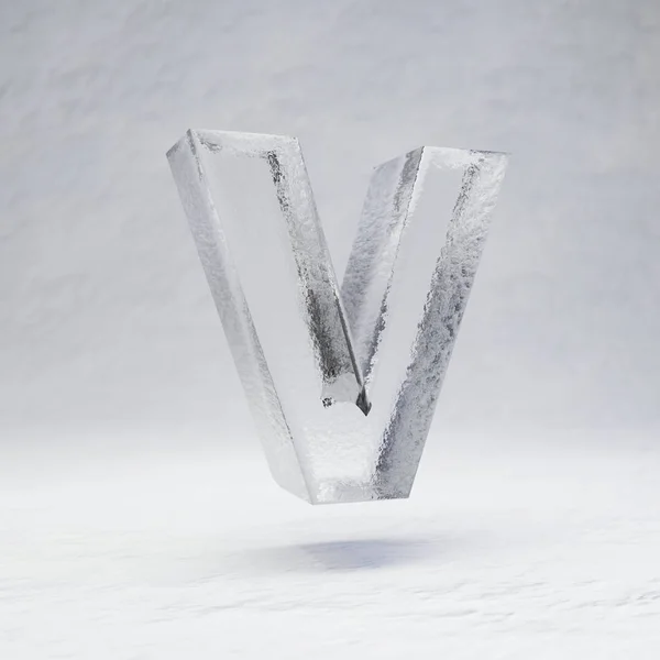 Kar arkaplanındaki büyük harf V. — Stok fotoğraf