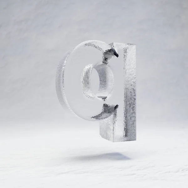 Ice letter Q lowercase on snow background. — 스톡 사진