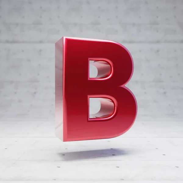 Червона величина літери B. Металевий символ червоного кольору ізольований на бетонному фоні . — стокове фото