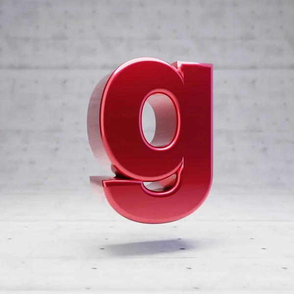 Red lowercase letter G. Metallic red color character isolated on concrete background. — Stok fotoğraf