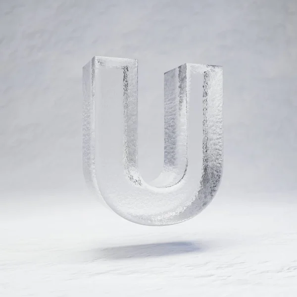 Kar arkaplanındaki büyük harf U. — Stok fotoğraf