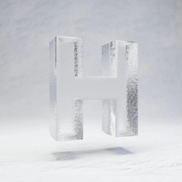 Ice letter H uppercase on snow background.