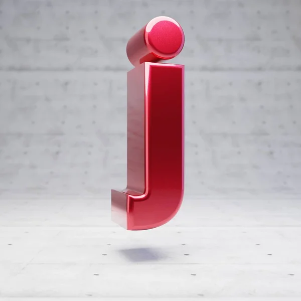 Rode kleine letter J. Metallic rode kleur karakter geïsoleerd op beton achtergrond. — Stockfoto