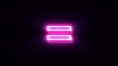 animasyon pembe neon eşit simge siyah arkaplanda.