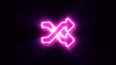 Siyah arkaplanda pembe neon renkli animasyon işareti.