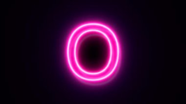 Pembe neon yazı tipi harfi O büyük harf, siyah arkaplanda canlandırılmış alfabe sembolü.