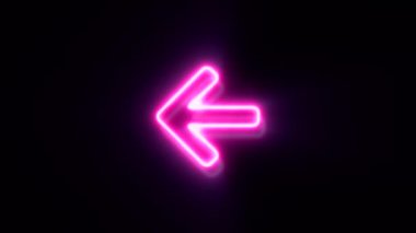 animasyon pembe neon sol ok simgesi siyah arkaplan üzerinde.