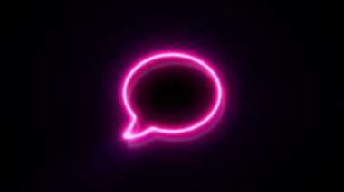 Siyah arkaplanda pembe neon sohbet sembolü.