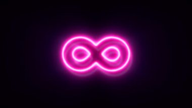 Siyah arkaplanda pembe neon sonsuzluk sembolü.