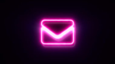 animasyon pembe neon posta sembolü siyah arkaplanda.