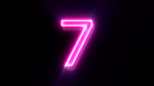 ピンクネオンナンバー7黒を基調としたアニメーションシンボル — ストック動画