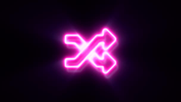 Animerad Rosa Neon Symbol Svart Bakgrund — Stockvideo