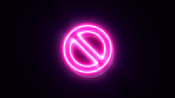 néon rose animé symbole restreint sur fond noir .