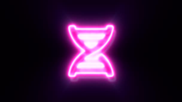 黑色背景上的动画粉色霓虹灯Dna符号 — 图库视频影像