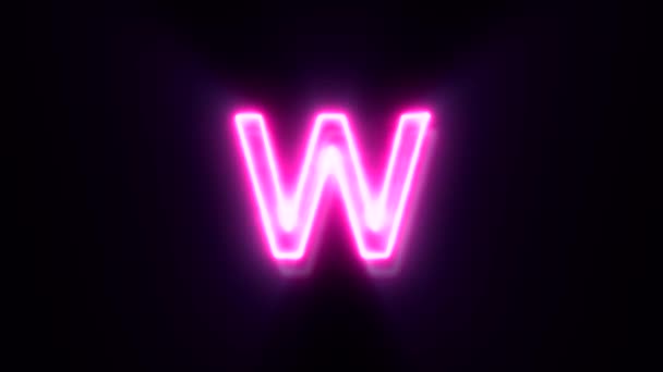 Pink Neon Letter Kleine Letters Animated Alfabet Symbool Zwarte Achtergrond — Stockvideo